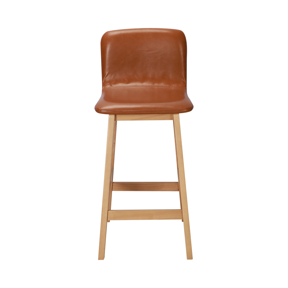 Pu kulit menekuk kursi bar kayu