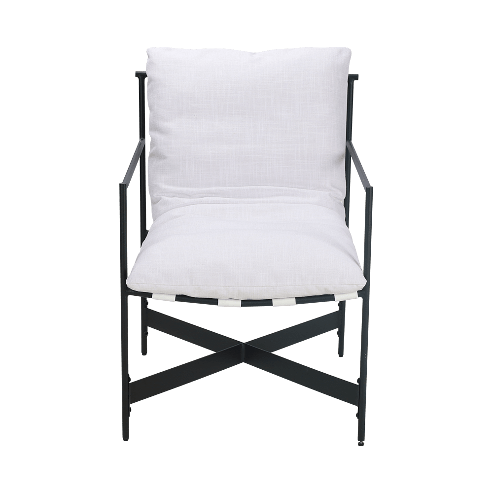 Kursi makan kayu karet kain putih