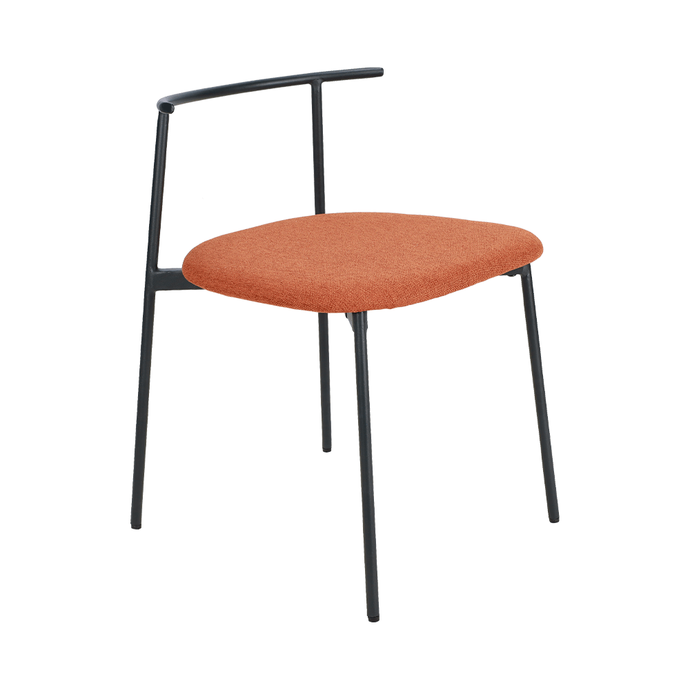 Kursi makan kaki logam melengkung oranye