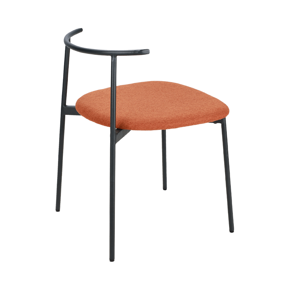 Kursi makan kaki logam melengkung oranye